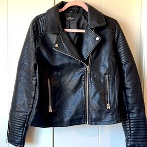 TopShop Black faux leather moto jacket